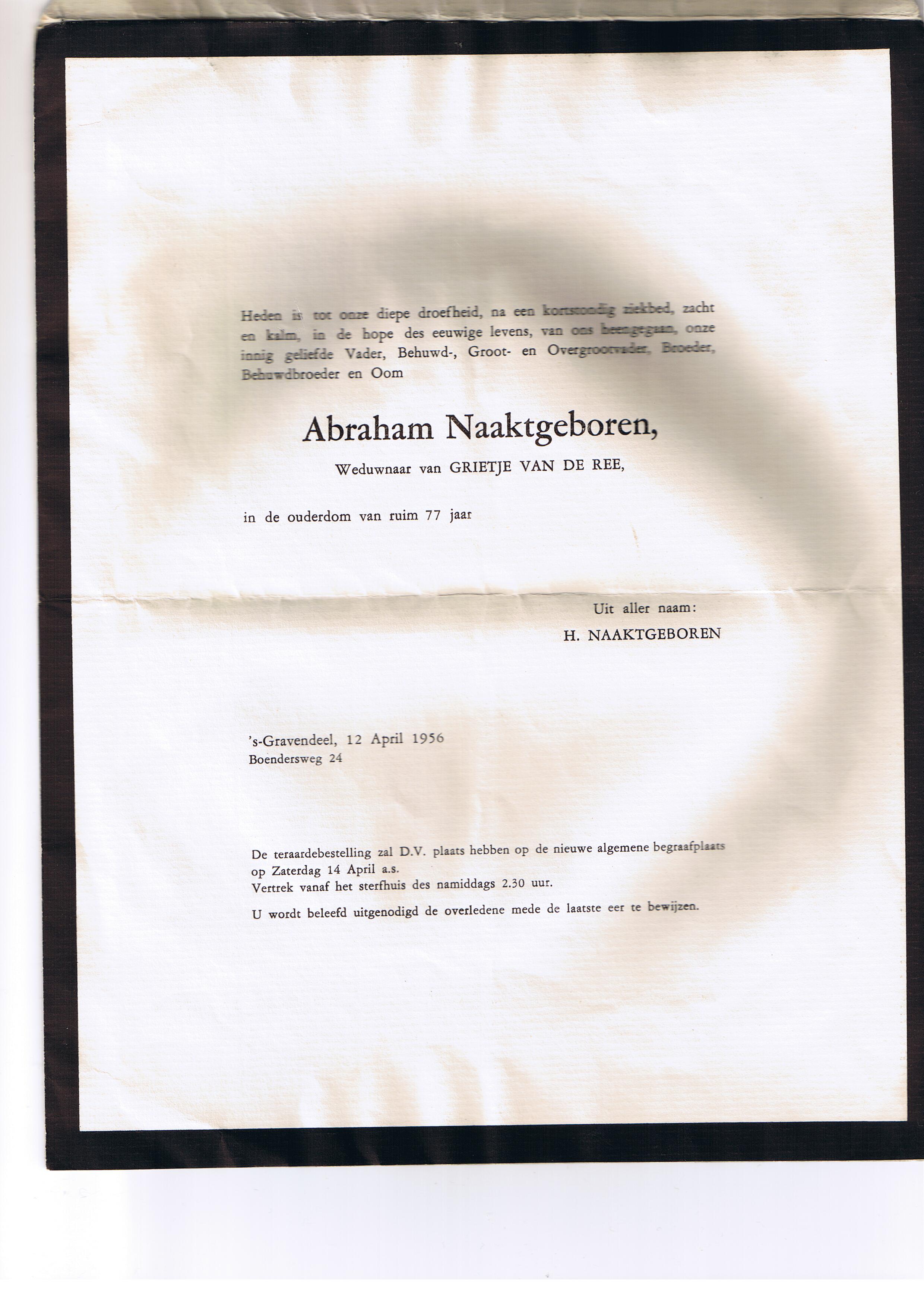 rouwkaart a. naaktgeboren